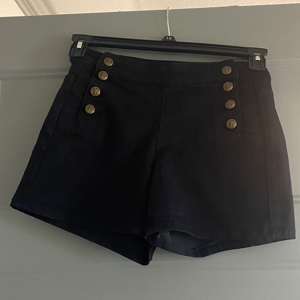 Blackheart High Waist Shorts with Gold Button Detail
